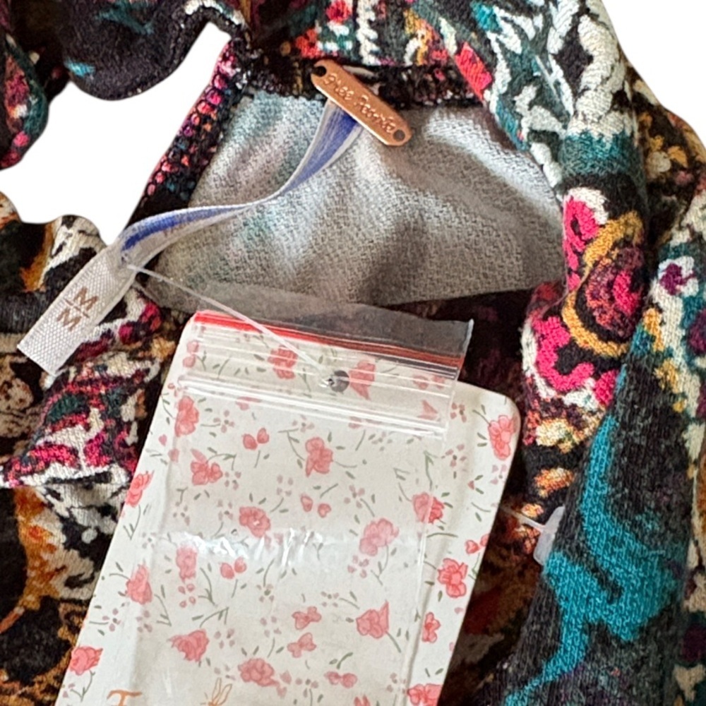 NWT Free People All Dolled Up Dress Black Floral Paisley Size Medium - Picture 12 of 12